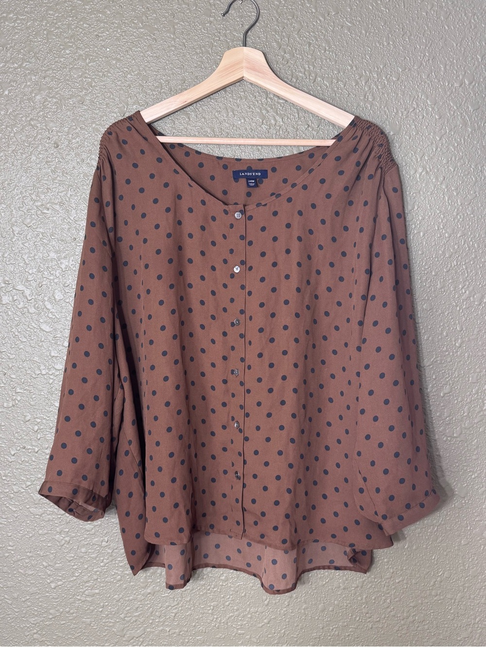 Lands’ End Plus Size Polka Dot Blouse